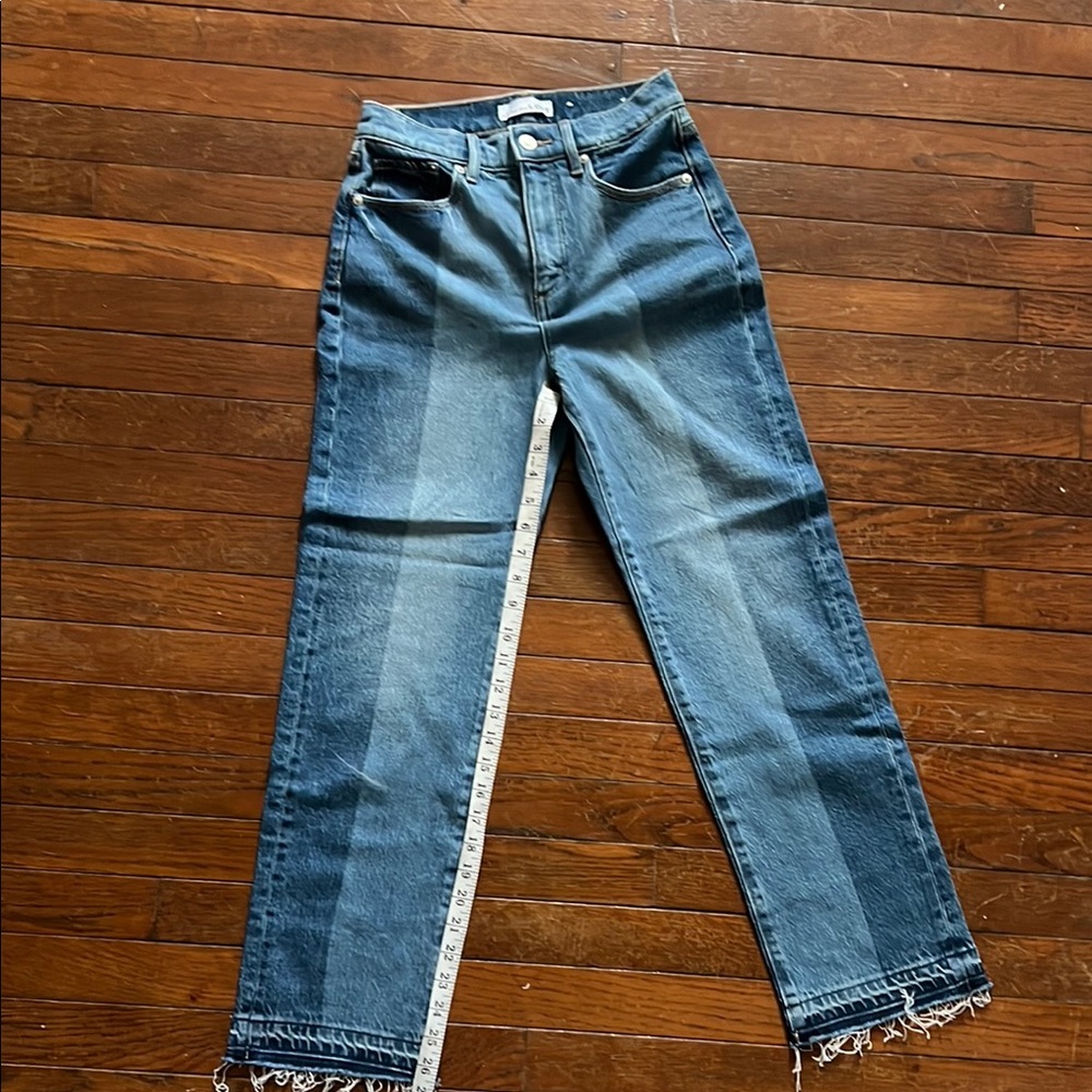 LOFT Blue The Straight Jeans with Distressed Hem